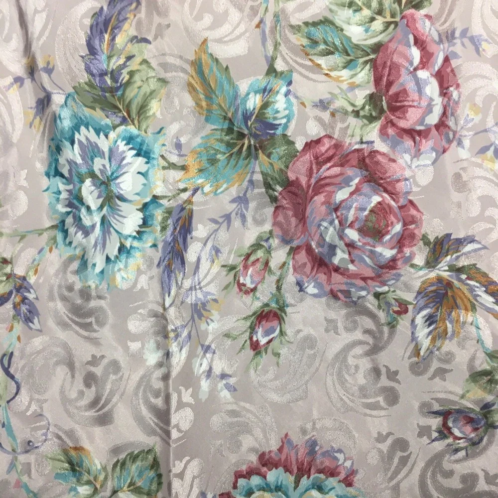 Vintage Sleep Solutions M Satin Floral Slip Dress Chemise Lace Colorful Rose 90s